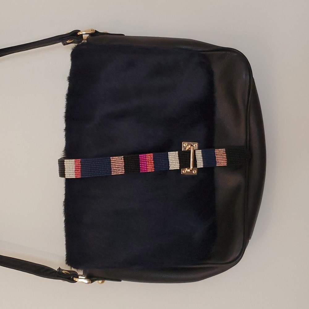 Lizzie Fortunato navy leather crossbody bag